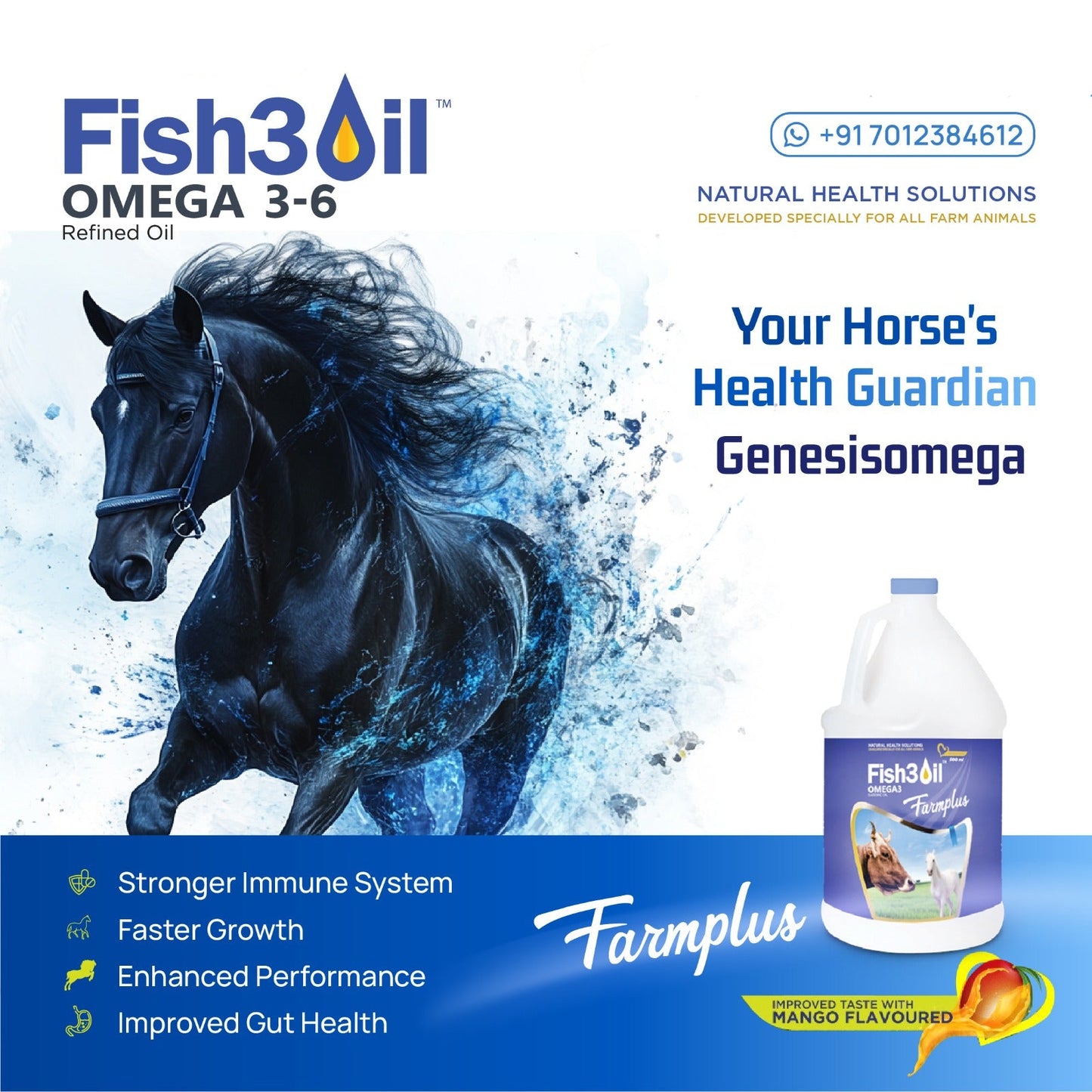 Fish3oil Omega 36 Farmplus For Horse (Mango Flavor)